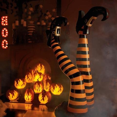 Set of Two Halloween Yard Decorations - Witch Leg Stakes