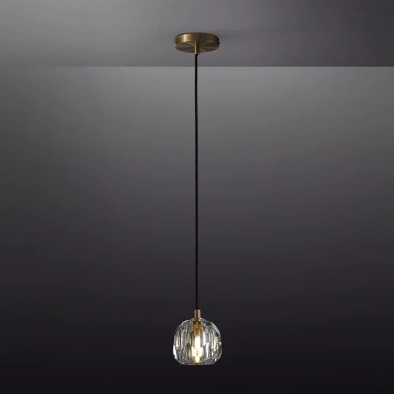 Liora — Handcrafted Crystal and Brass Pendant Light with Adjustable Design