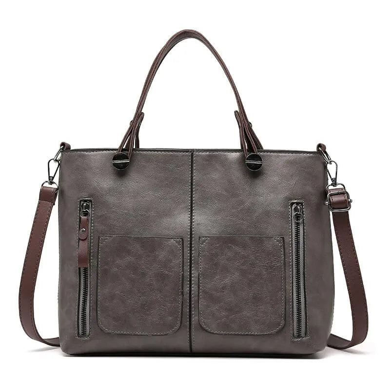 Leather Tote Handbag | Scratch-Resistant Genuine Leather | Removable Shoulder Strap | Durable Design