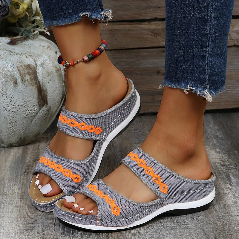 Women’s Casual Walking Sandals | Ergonomic Leather Design | Thick Cushioned Sole | Adjustable Velcro Straps