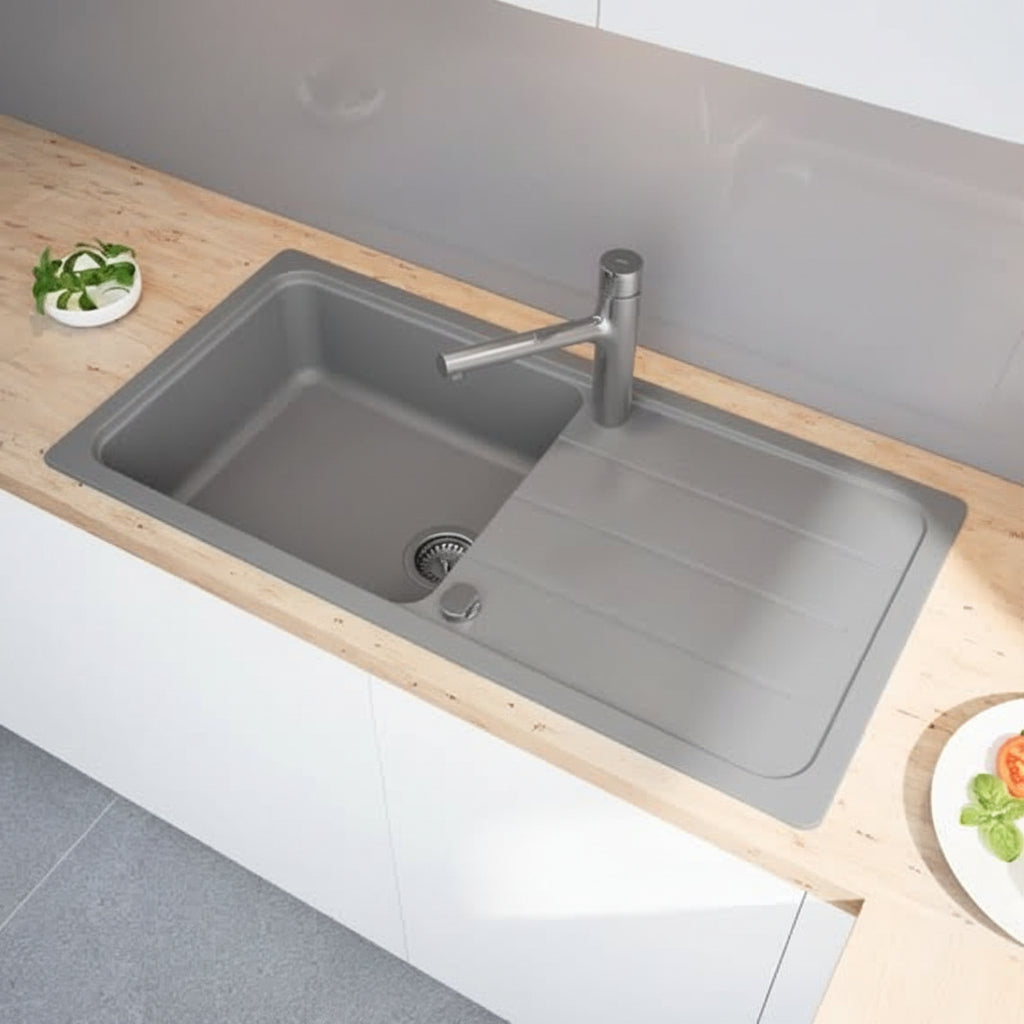 Sophisticated 50 Ceramic Sink in Tranquil Stone Gray
