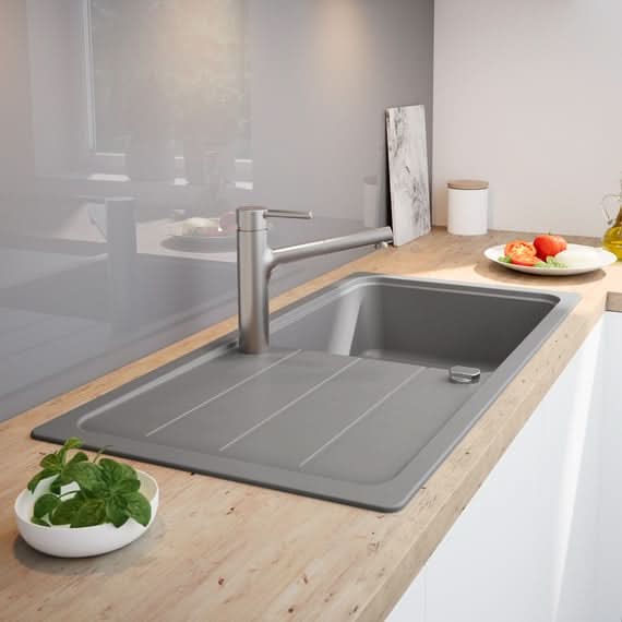 Sophisticated 50 Ceramic Sink in Tranquil Stone Gray