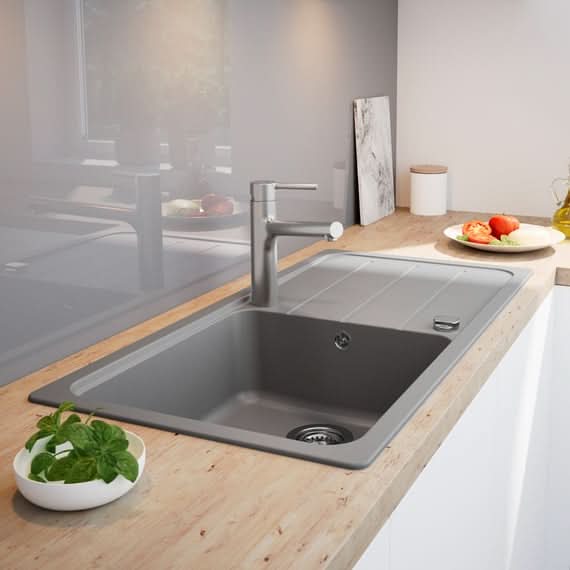 Sophisticated 50 Ceramic Sink in Tranquil Stone Gray