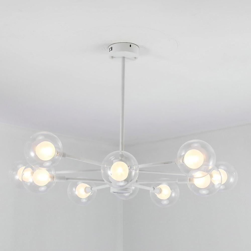 10-Light Contemporary White Glass LED Chandeliers Hanging Pendant Light by Taavita