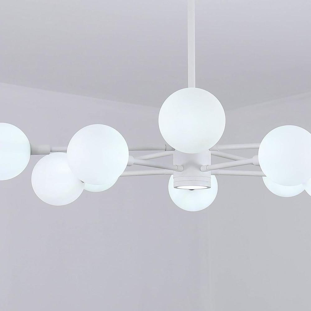 10-Light Contemporary White Glass LED Chandeliers Hanging Pendant Light by Taavita