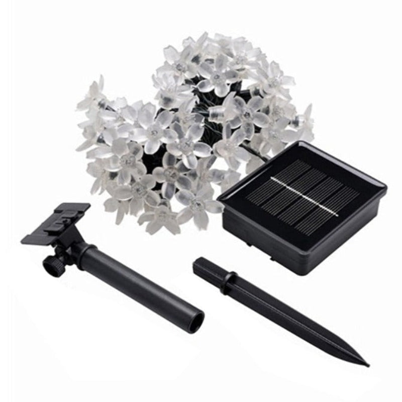 Solar Powered Multi-Color Floral Garden LED Strip Lights 7m 50 LEDs Waterproof IP65 Cherry Chrysanthemum Lotus Rose Energy Efficient Outdoor