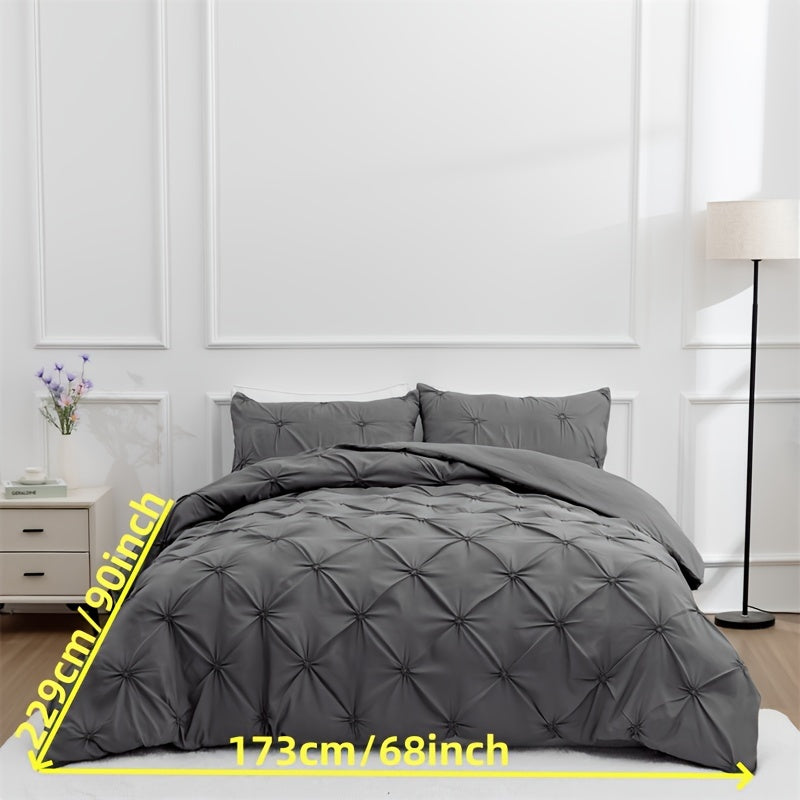 Duvet Cover Set | Quilted Texture | Breathable All-Season Comfort | Polyester