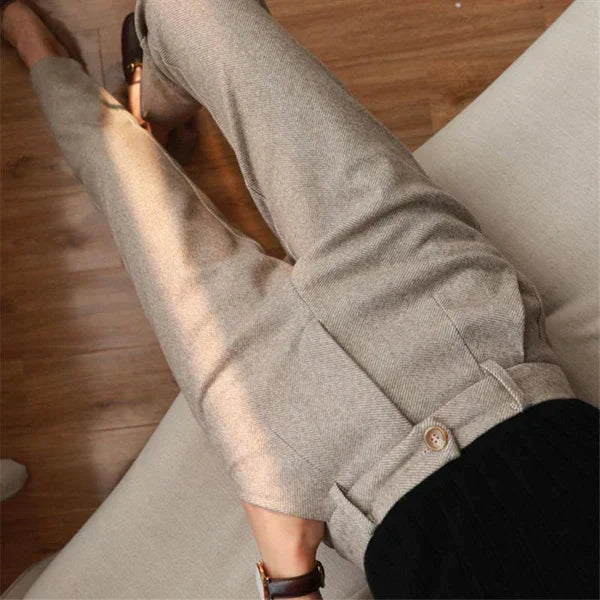 Women’s Wool Winter Pants | Tailored High-Waist Flat Front | Comfortable Figure-Flattering Fabric