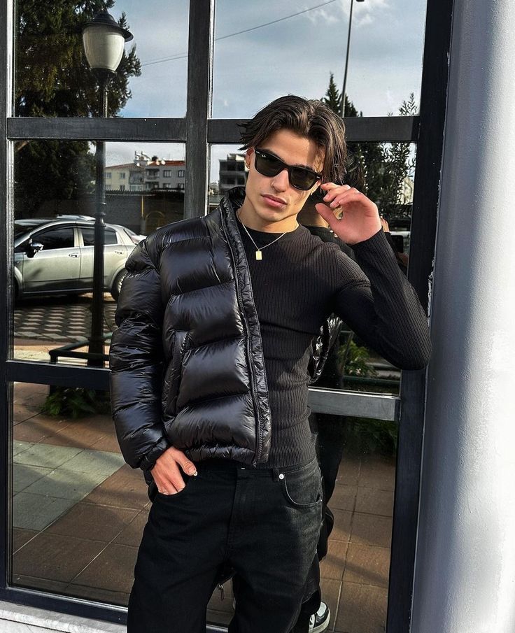 Men's Down Puffer Jacket | Hooded & Insulated | Cotton Blend Fabric | Adjustable Fit for Cold Weather