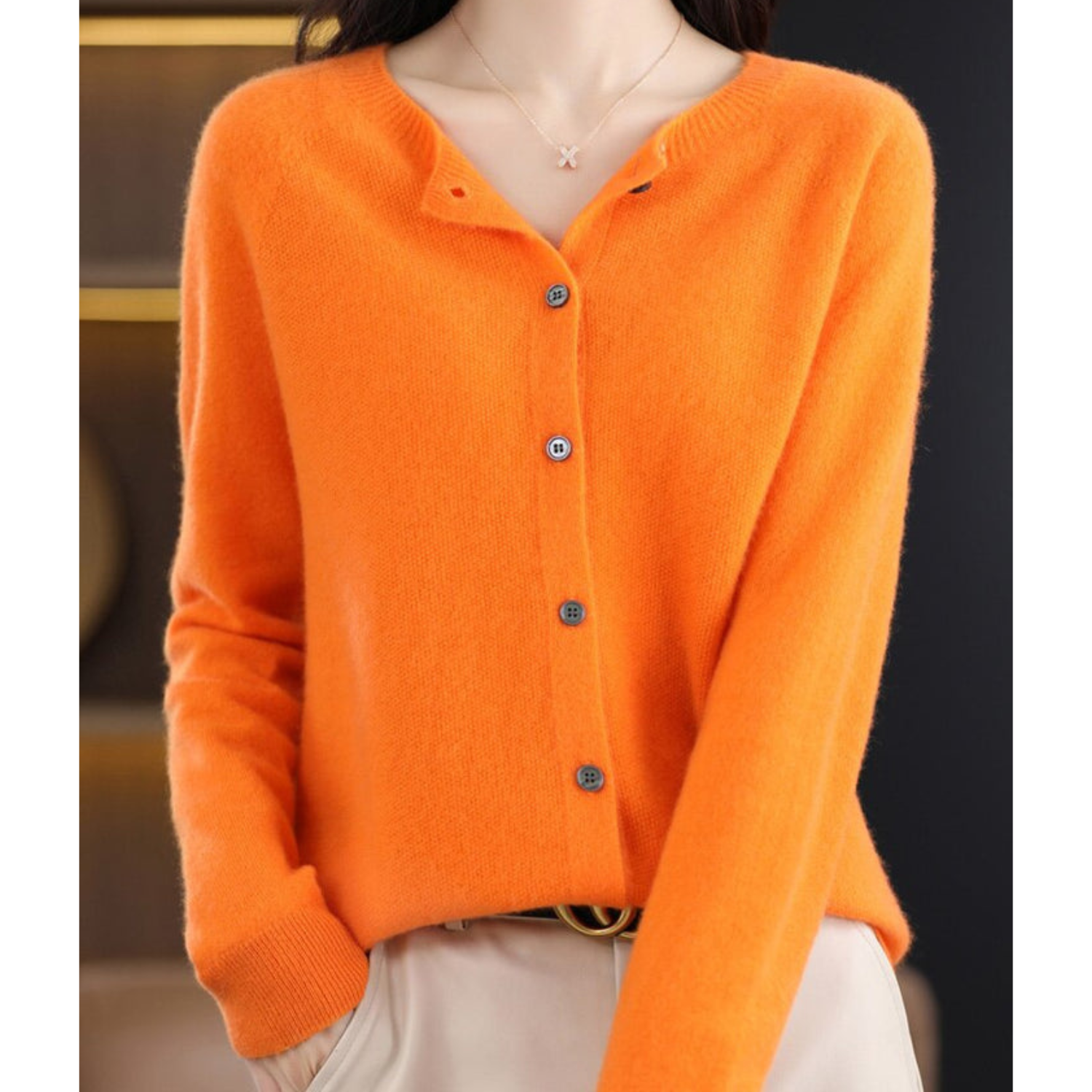 Women's Button-Front Knit Cardigan | Soft Plush Knit & Long Sleeves | Versatile Layering | Comfortable Fit