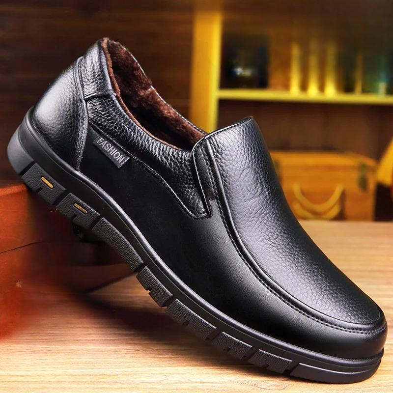 Men's Casual Leather Loafers | Handmade Genuine Leather | Flat Platform Sole | Breathable Comfortable Fit