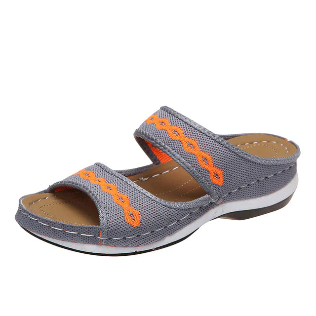 Women’s Casual Walking Sandals | Ergonomic Leather Design | Thick Cushioned Sole | Adjustable Velcro Straps