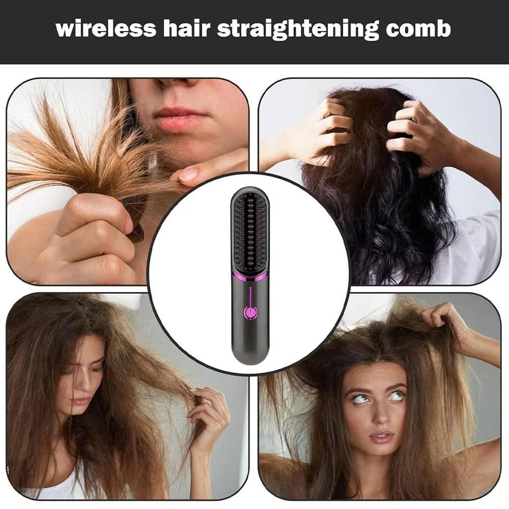 Portable Wireless Hair Straightening Brush for Effortless Styling