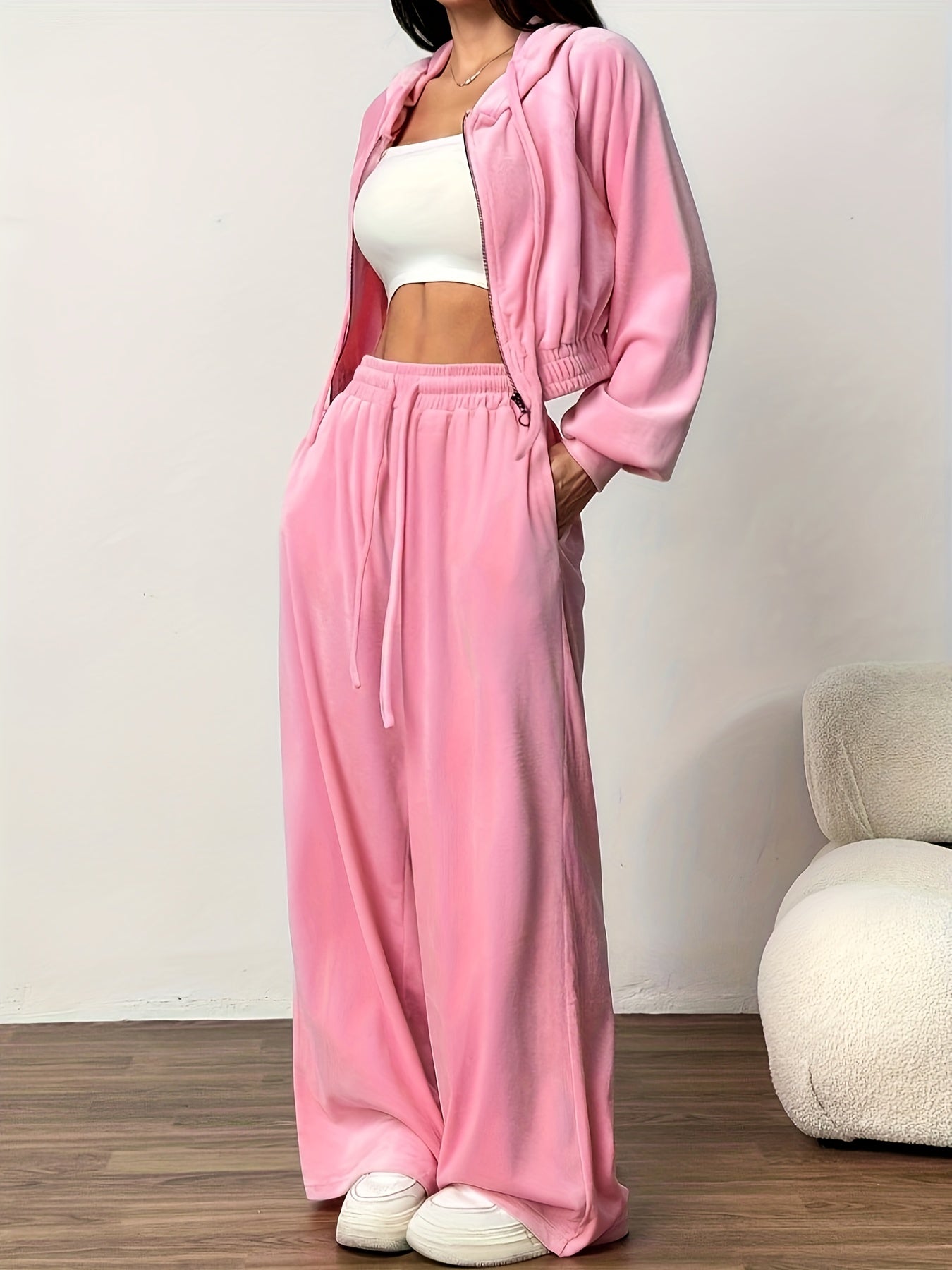 Women’s Hoodie Set | Long Sleeve Zip-Up | Comfortable Stretch Fit | Polyester