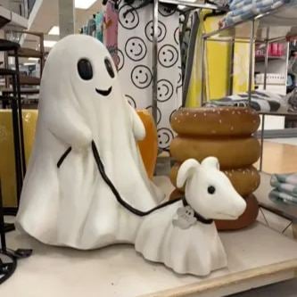 Handcrafted Halloween Ghost Dog Statue for Indoor & Outdoor Decor