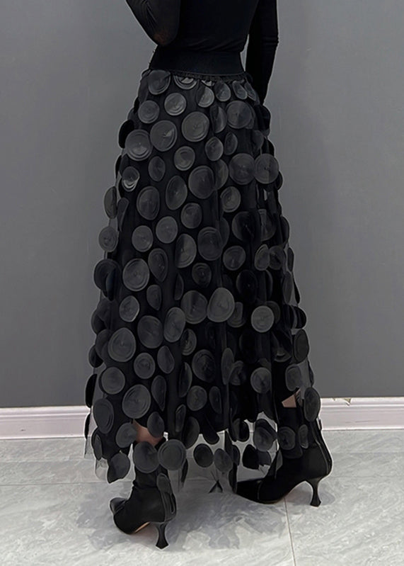 Women’s Circle Skirt | 3D Disc Appliqués & Layered Tulle Overlay | Premium Fabric | Elegant Voluminous Design