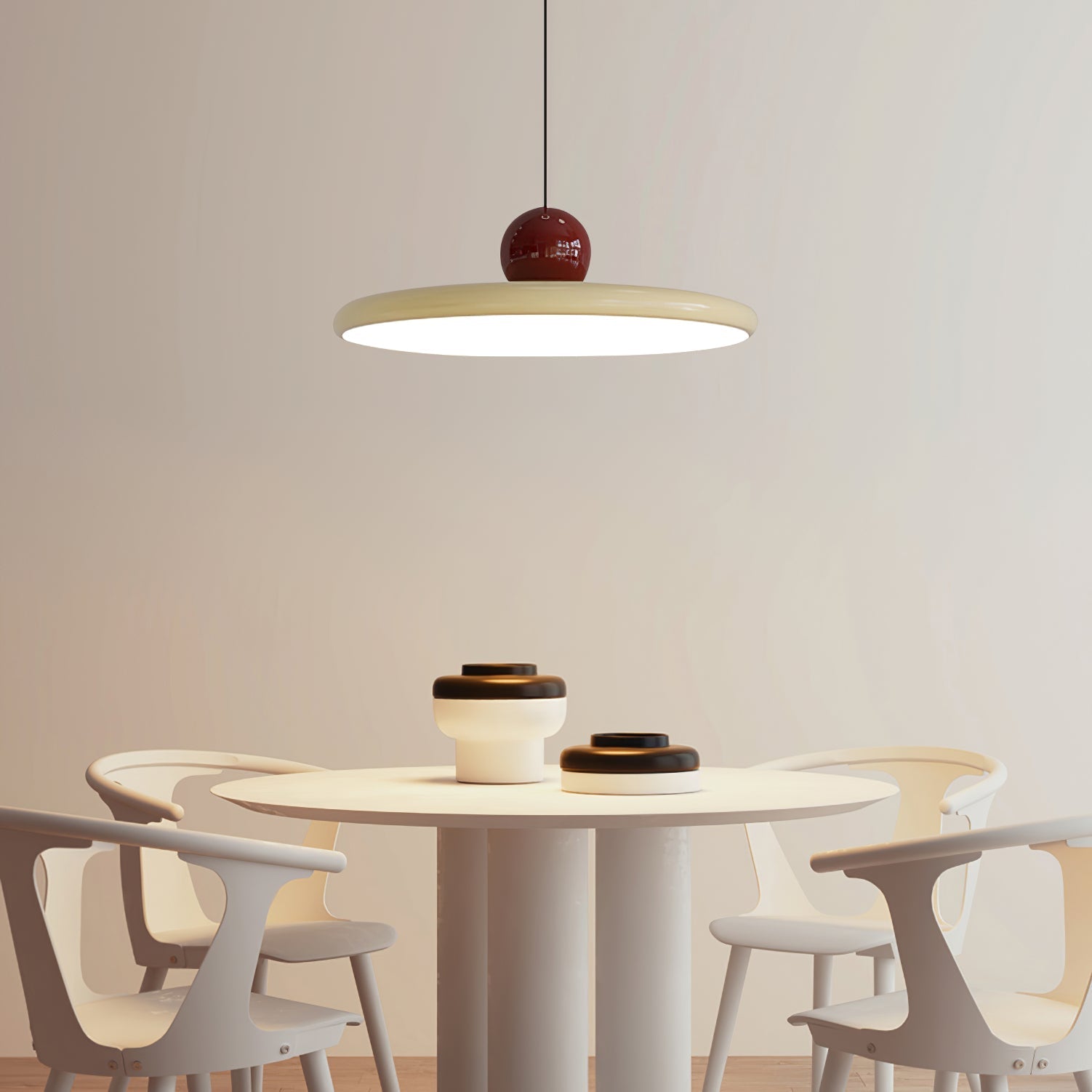 Circular LED Ring Pendant Light | Minimalist Glossy Design | Metal & Acrylic | Adjustable Hanging Height