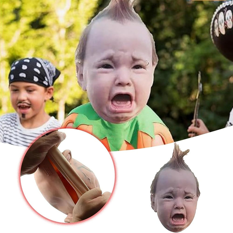 Realistic Crying Baby Halloween Mask in Lightweight Natural Latex