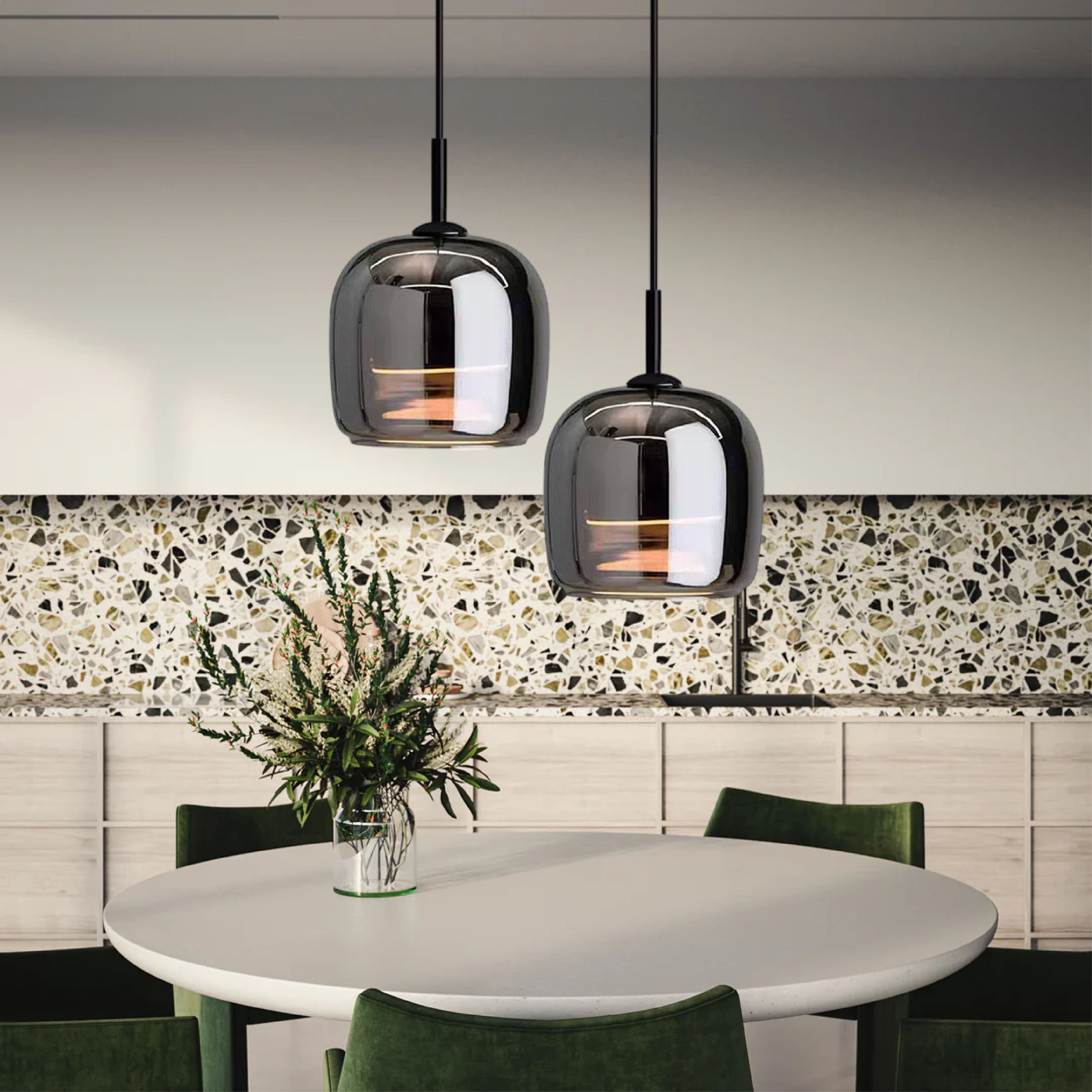 Glass Pendant Lamp | Nordic Black Design | LED Lighting | Versatile Placement
