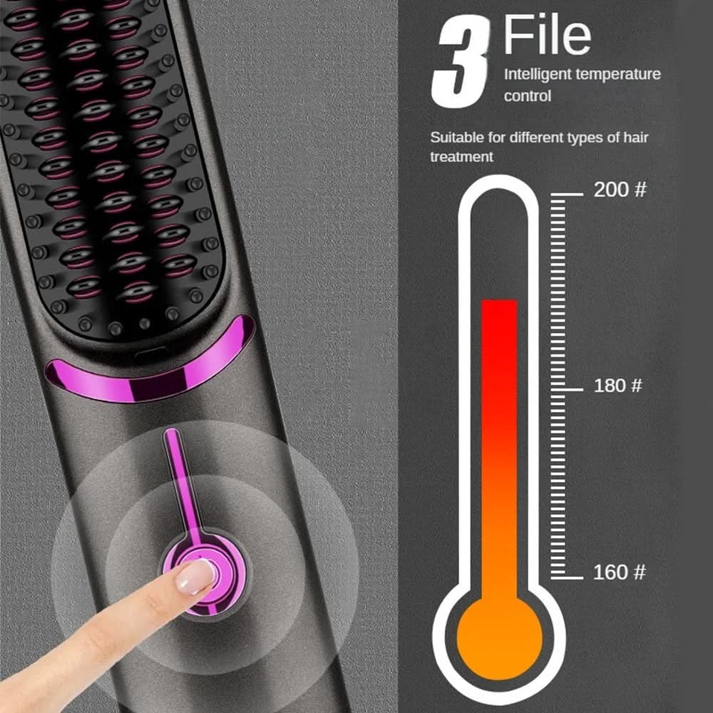 Portable Wireless Hair Straightening Brush for Effortless Styling