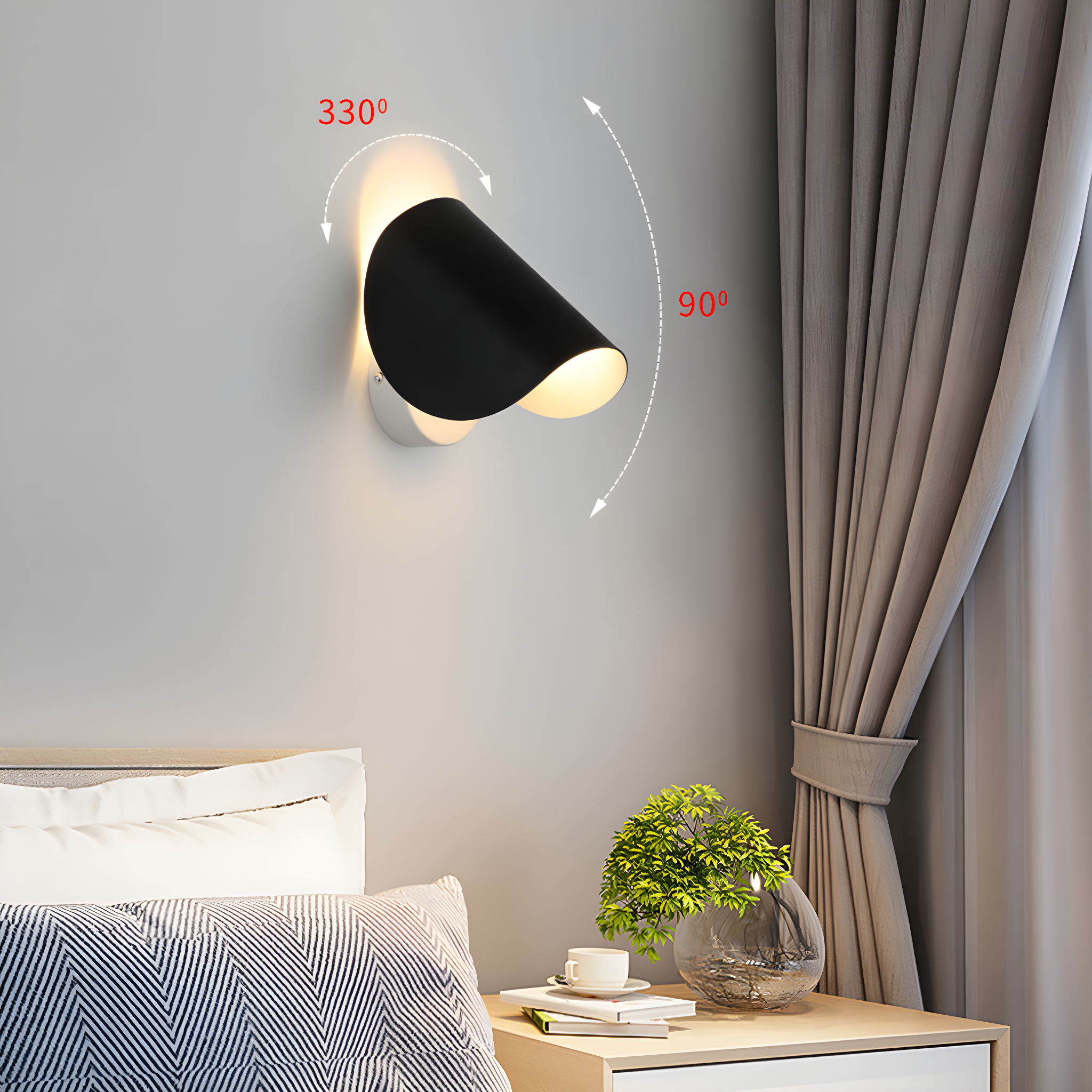 Wall-Mounted LED Cone Sconce | Adjustable 360° Rotation & 45° Tilt | Aluminum, Matte Finish | Indoor & Outdoor Use