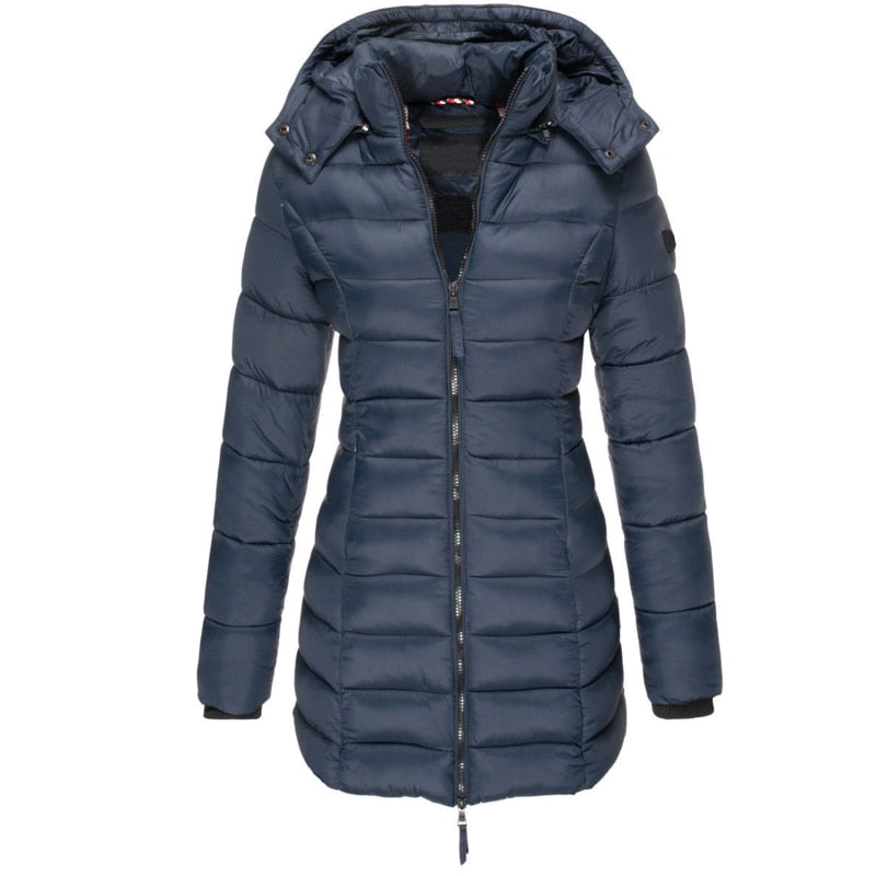Women's Hooded Down Jacket | Quilted Longline Design | Premium Down Insulation | Warm Weather Protection