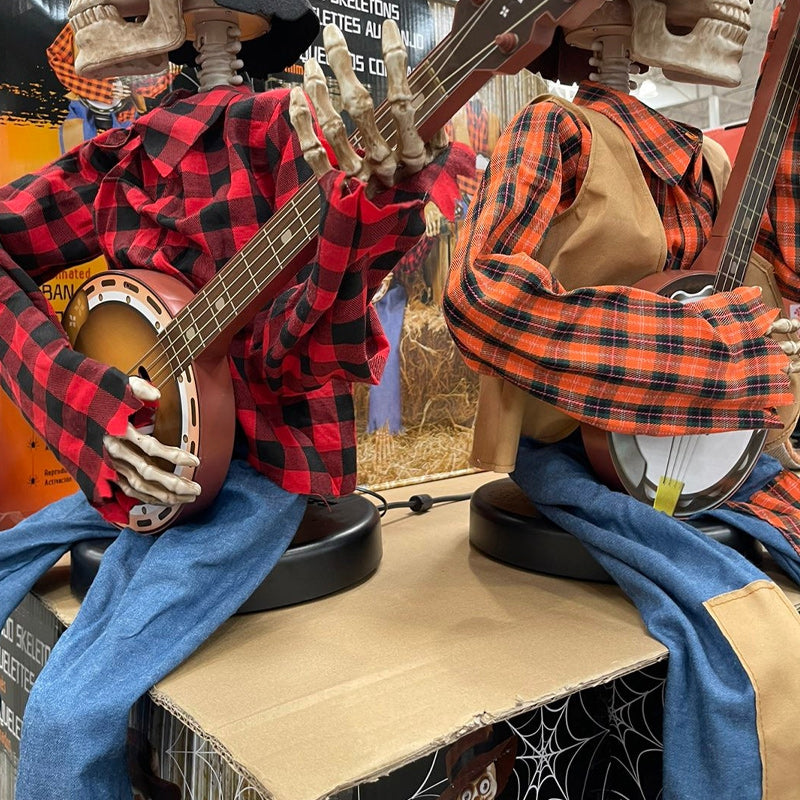 Animated Halloween Skeletons with Sound-Activated Dueling Banjo Music