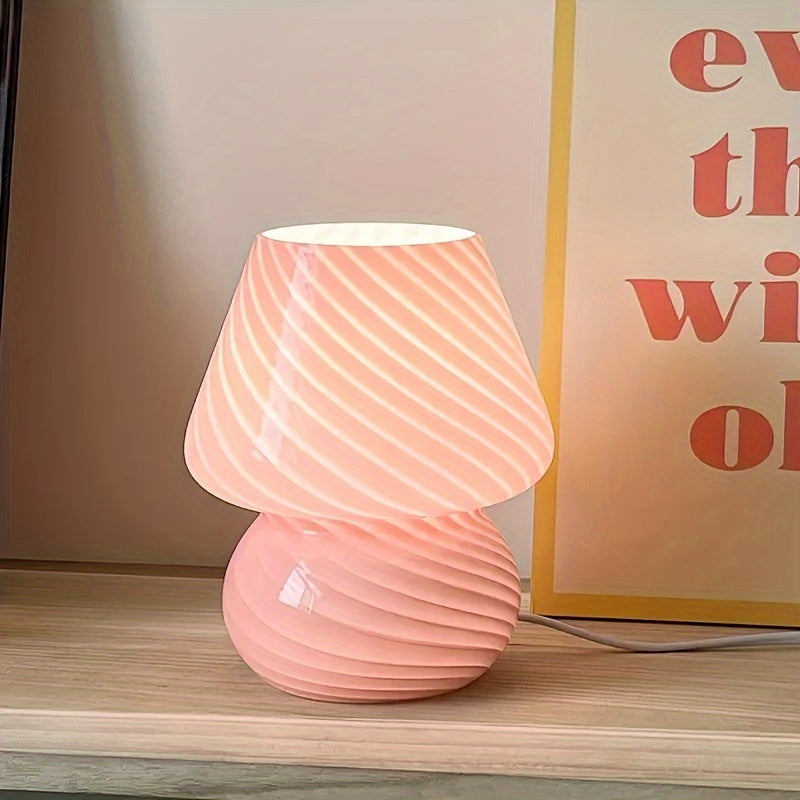 USB Adjustable Vintage-Style Glass Mushroom Table Lamp