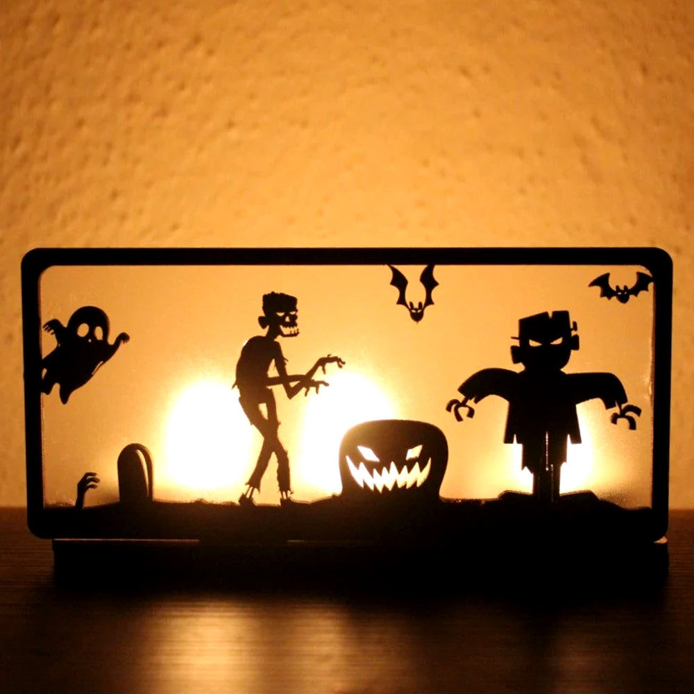 Metal Halloween Candle Holder Decorative Spooky Accent for Home
