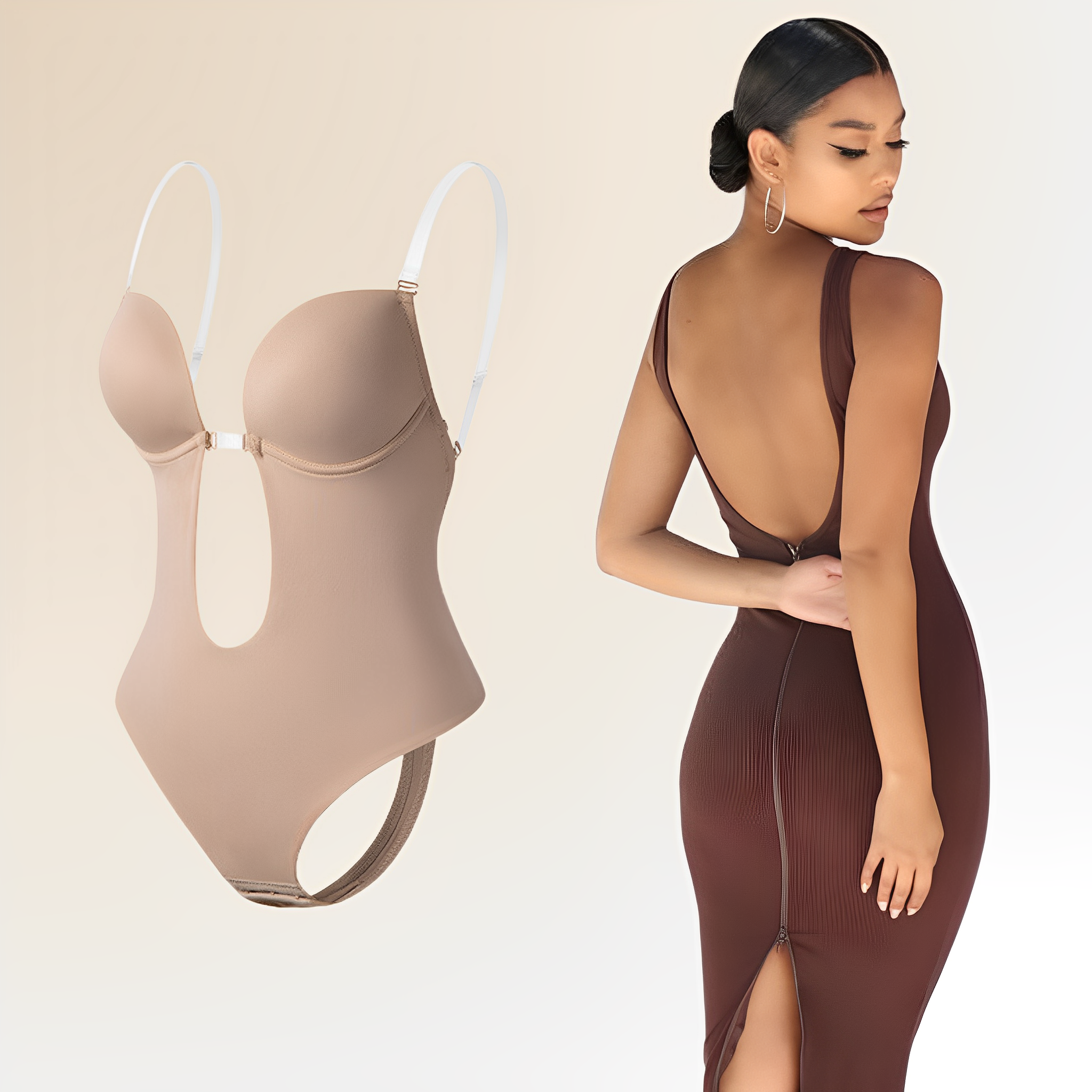 Women’s Backless Bodysuit Bra | Seamless Invisible Support | Soft Breathable Fabric | Comfortable Fit