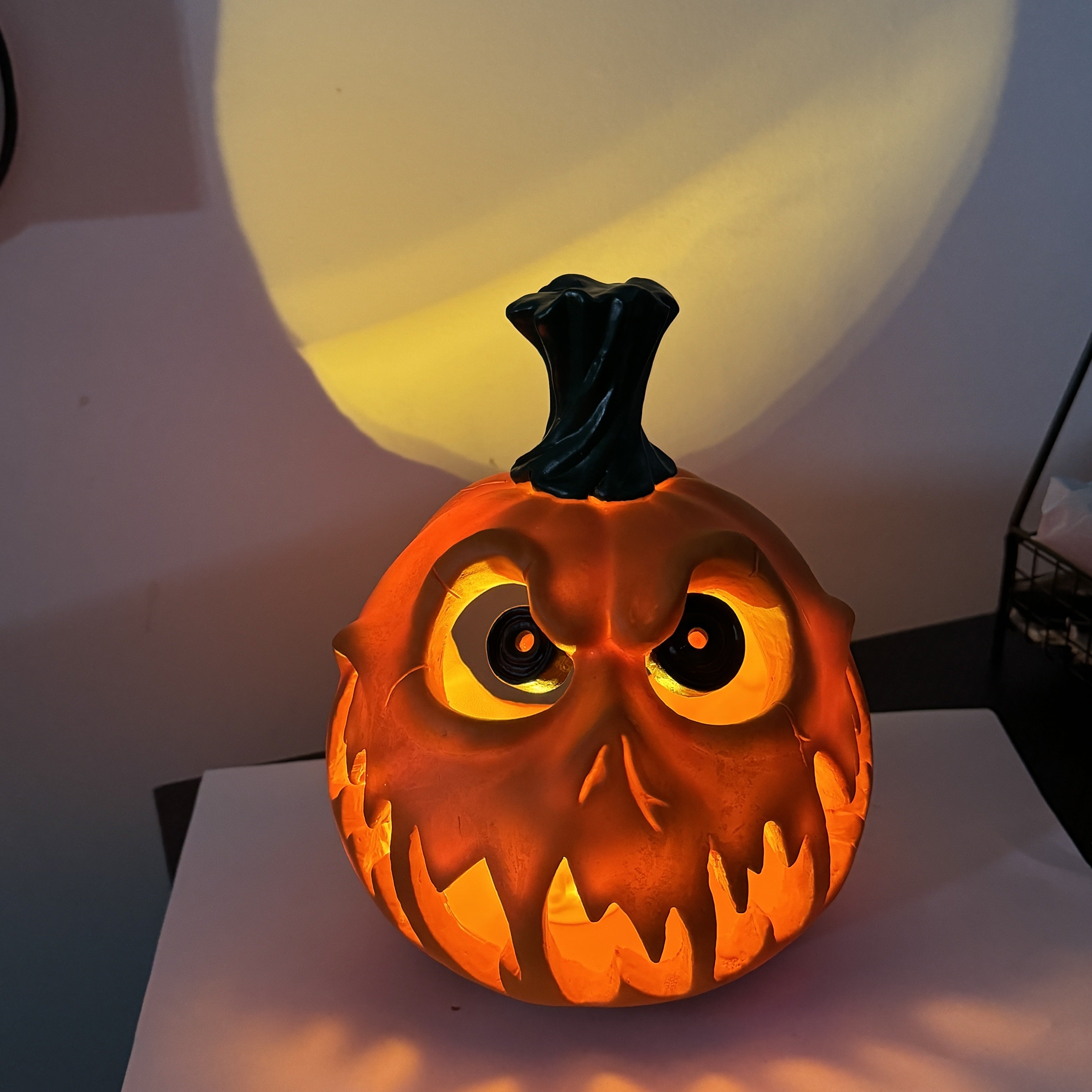 Giant Hollow Halloween Pumpkin Decoration with Carved Skull Design