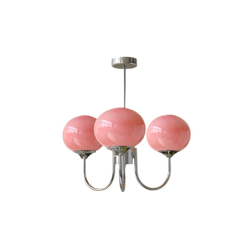 Ceiling Chandelier | Five-Arm with Glass Globe Shades | Adjustable Suspension Rods | Elegant Home Lighting