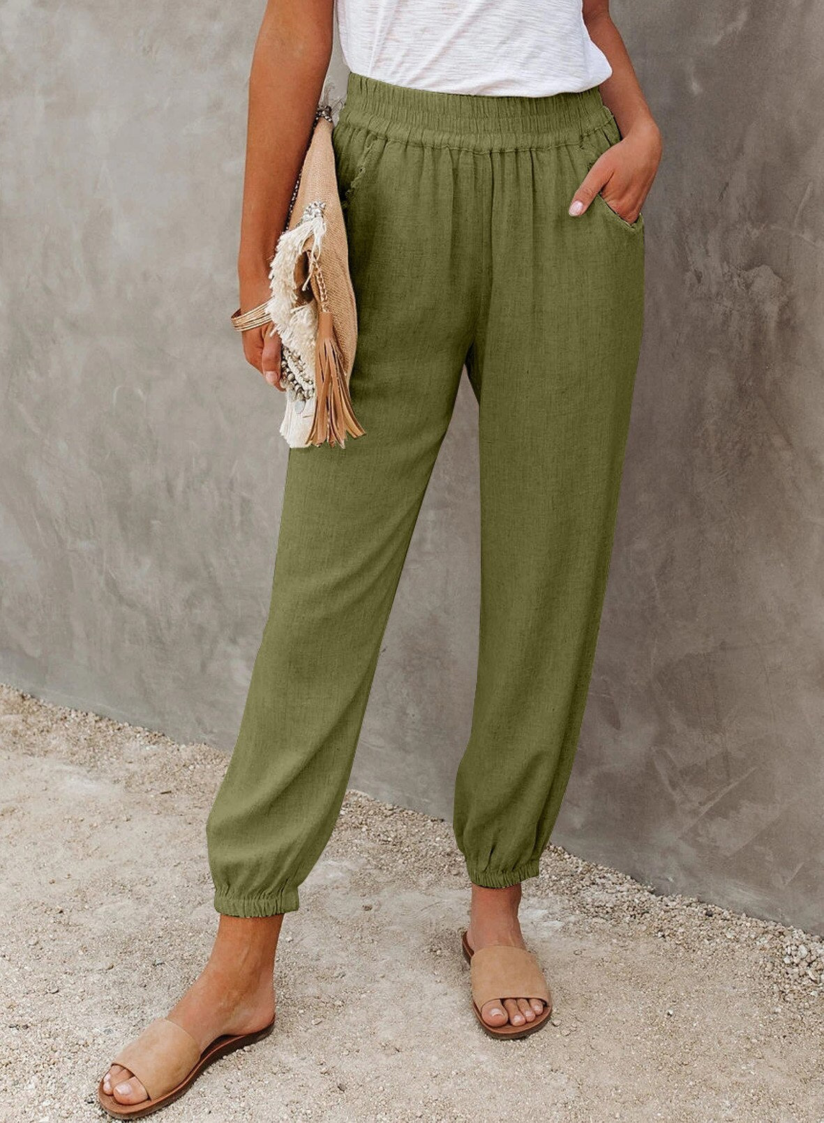 Women’s Pants | Loose Fit & Breathable Fabric | Elastic Waistband & Cuffed Ankles | Comfortable Everyday Wear