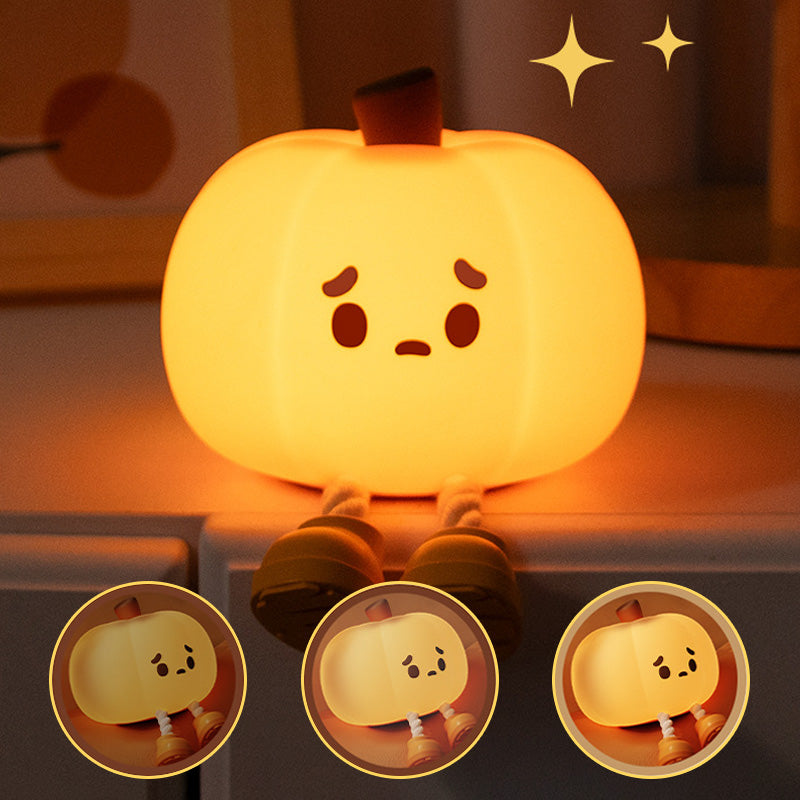 Silicone Pumpkin Night Light with Dimmable Glow for Halloween Decor