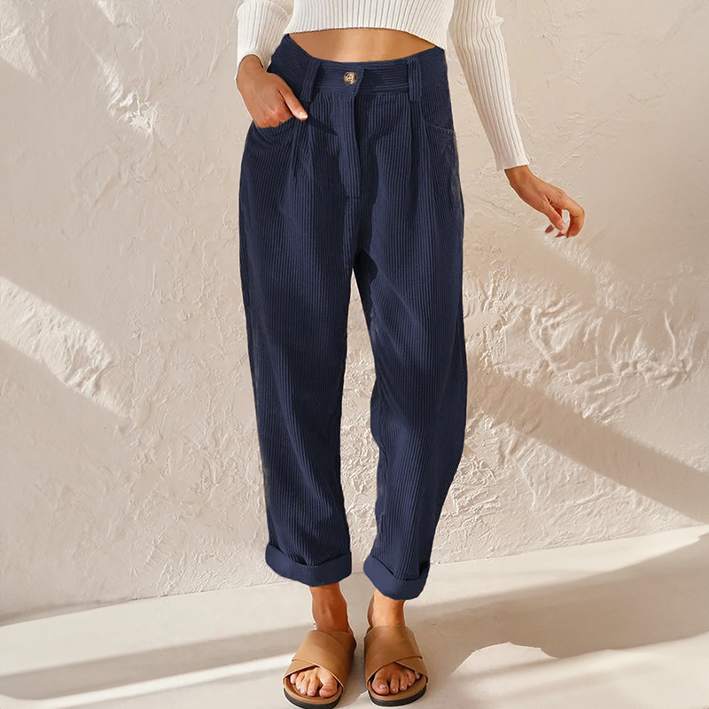 Women’s Corduroy Pants | Relaxed Fit & Rolled Hem | Soft Corduroy Fabric | Comfortable Everyday Wear