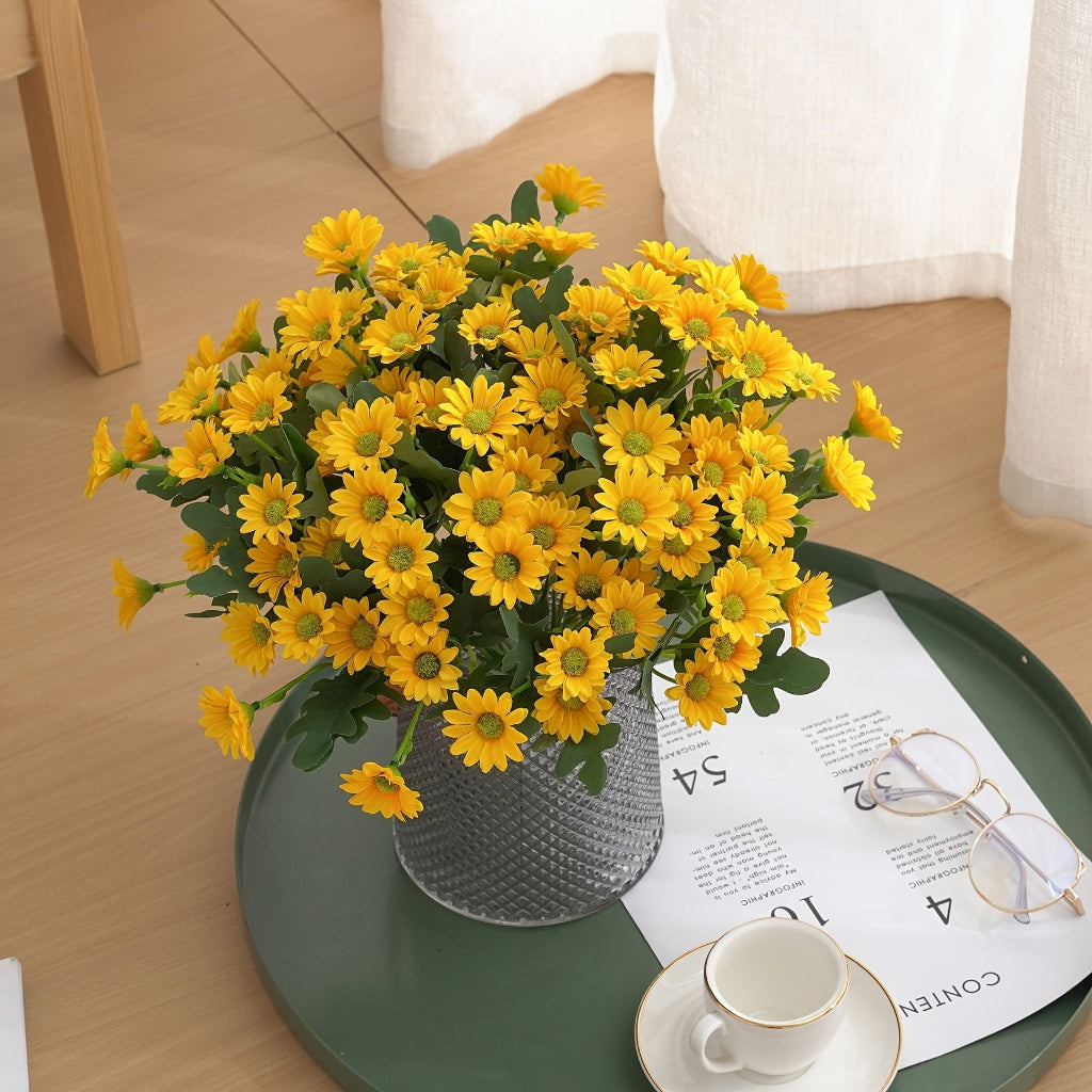 Cheerful Daisy Faux Flower Arrangement for Home Decor