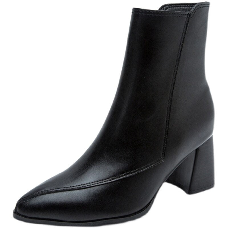 Women's Ankle Boots | Pointed Toe & Block Heel | Side Zip Closure | Comfortable Fit