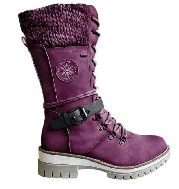 Women’s Knee-High Winter Boots | Water-Repellent PU Leather & Cotton Lining | Non-Slip Sole & Buckle Strap | Warmth and Traction