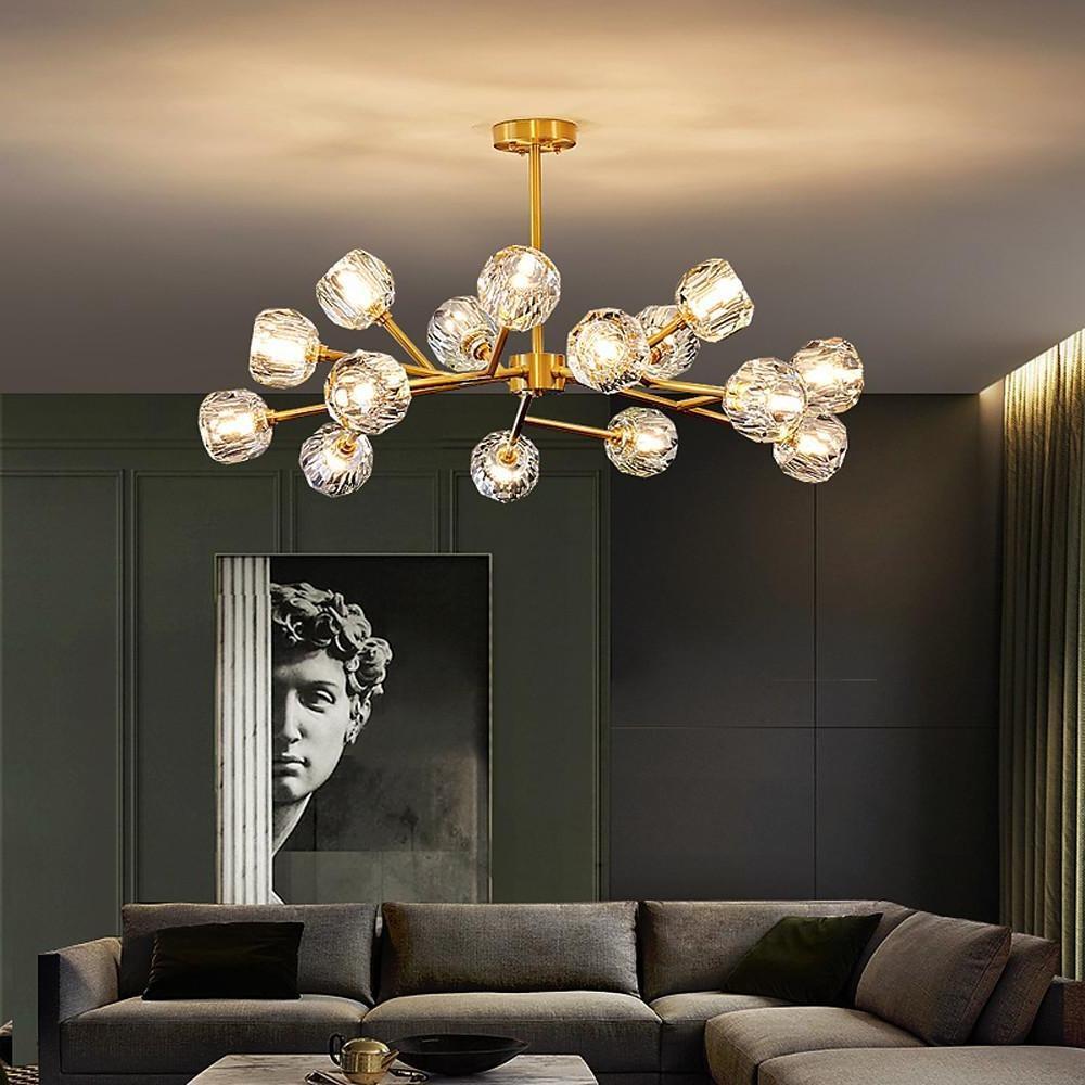 39'' LED 15-Light 12 Bulbs 9-Light 6-Light Lantern Desgin Chandelier Modern Artistic Copper Crystal Empire Sputnik Metal Ceiling Lights-dazuma