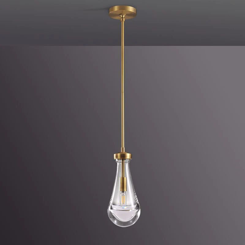 Liora — Hand-Blown Glass Raindrop Pendant Light with Warm Glow