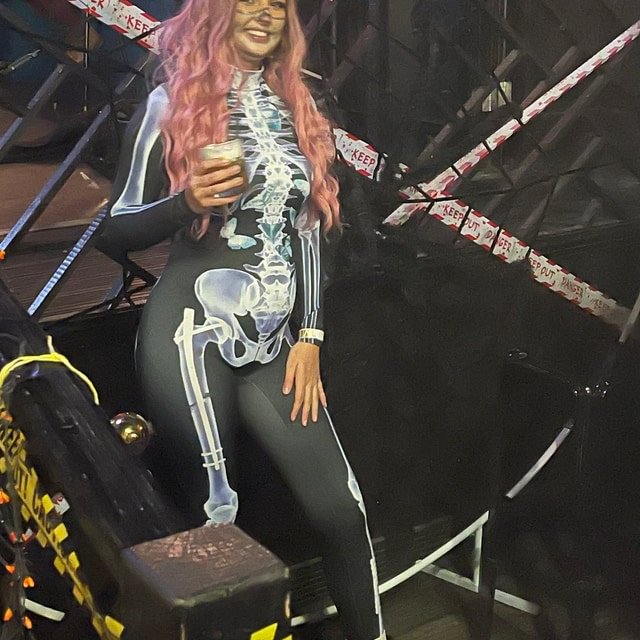 Halloween Skeleton Bodysuit with Glow Blacklight Effect