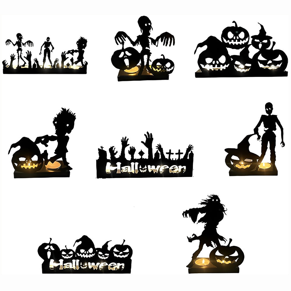 Halloween Metal Candle Holder Decorative Pumpkin Skull Design