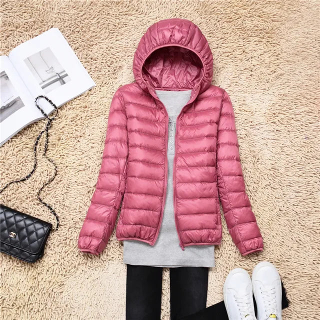 Women’s Hooded Puffer Jacket | Featherlight Down Insulation | Easily Packable | Stylish Winter Warmth