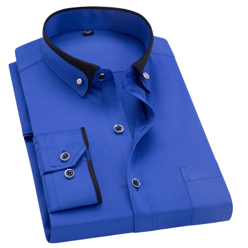 Men's Long-Sleeve Dress Shirt | Contrast Collar & Cuff Detail | Premium Cotton Comfort | Versatile Style