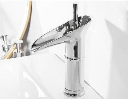 Bathroom Faucet | Waterfall Spout Design | Durable Brass Construction | Deck-Mounted Installation
