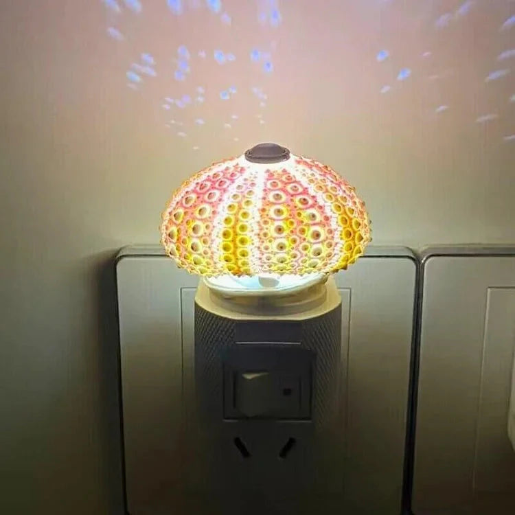 DIY Night Light | Sea Urchin Design | Natural Shell & Gold-Plated Base | Ambient Lighting