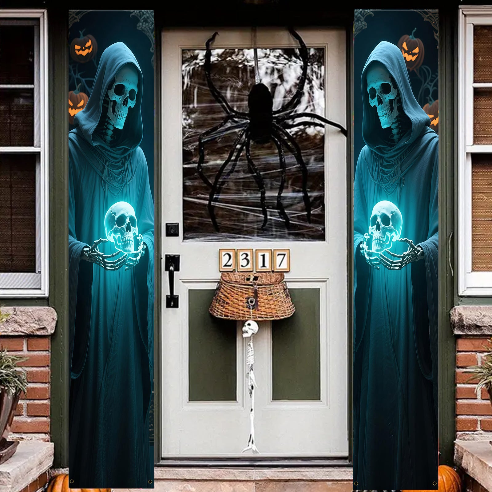 Halloween Skeleton Hanging Banners for Door & Wall Décor, Polyester