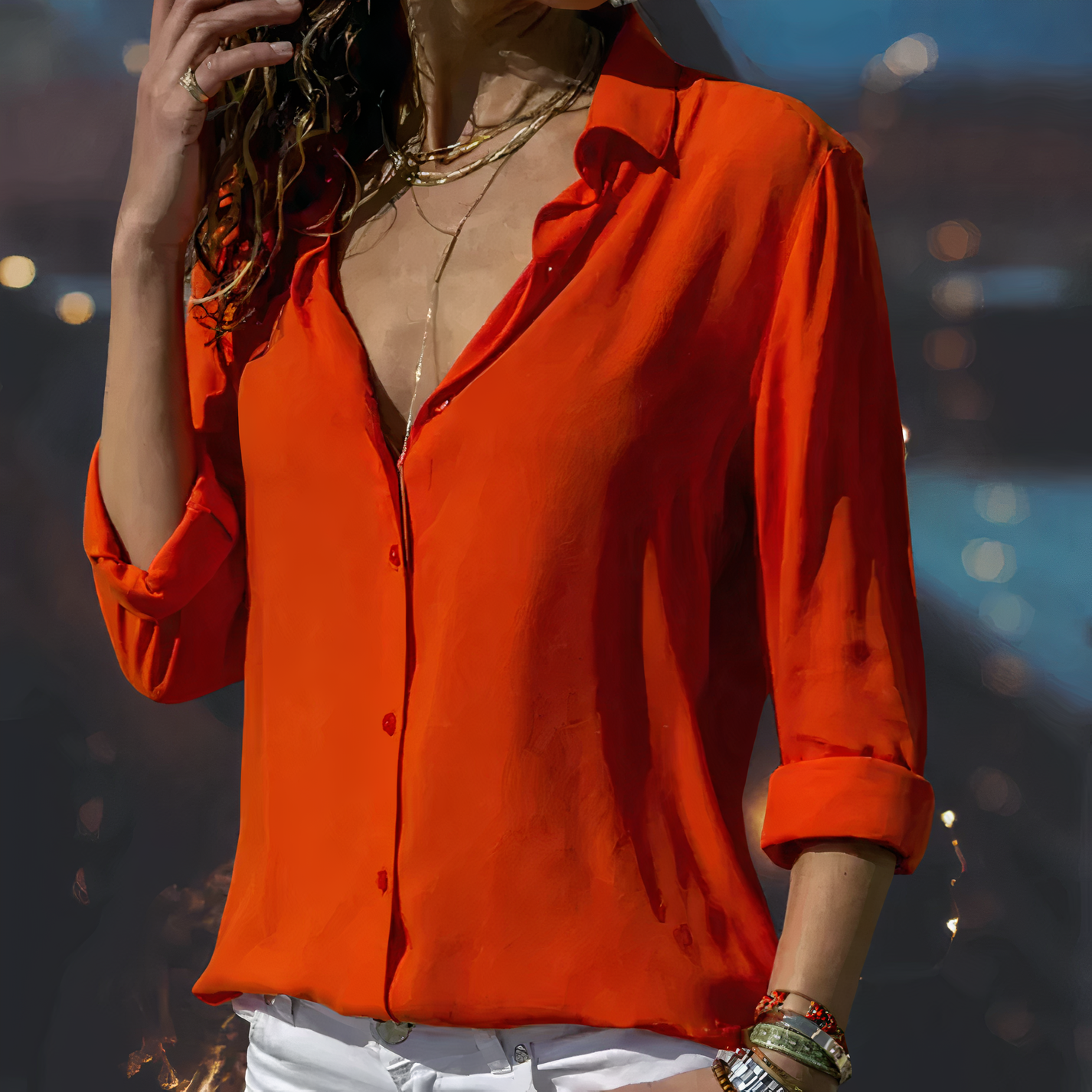 Women's Blouse | Elegant Chiffon Fabric | Versatile Long-Sleeve Design | Comfortable Fit
