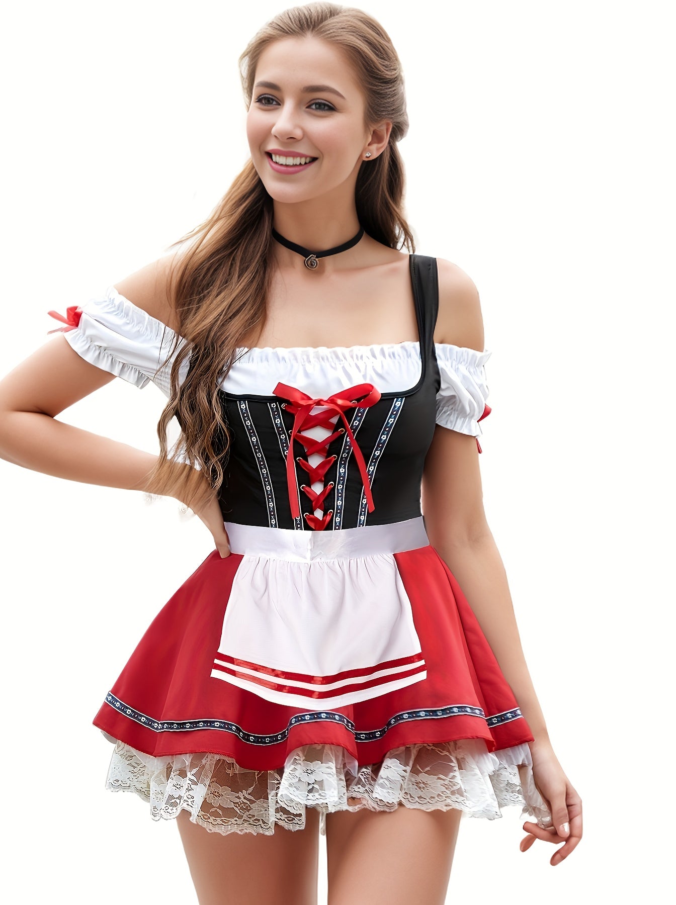 Women's Oktoberfest Bavarian Dirndl Dress with Off-Shoulder Corset