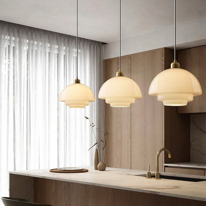Sleek White Glass Hanging Light for Contemporary Spaces